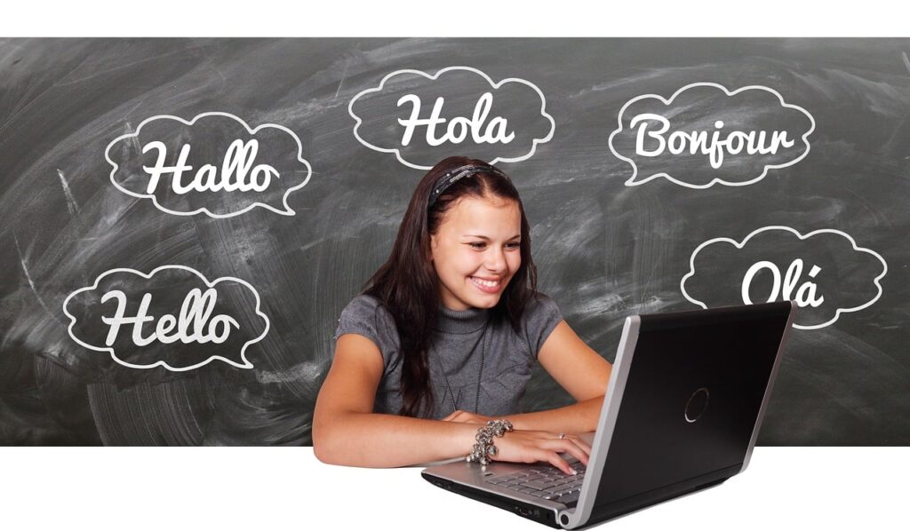 to learn, school, language lessons, language, german, english, french, portuguese, spanish, pupil, training, board, symbol, idea, computer, monitor, study, knowledge, laptop, girl, technology, to study, language, language, language, language, language, spanish